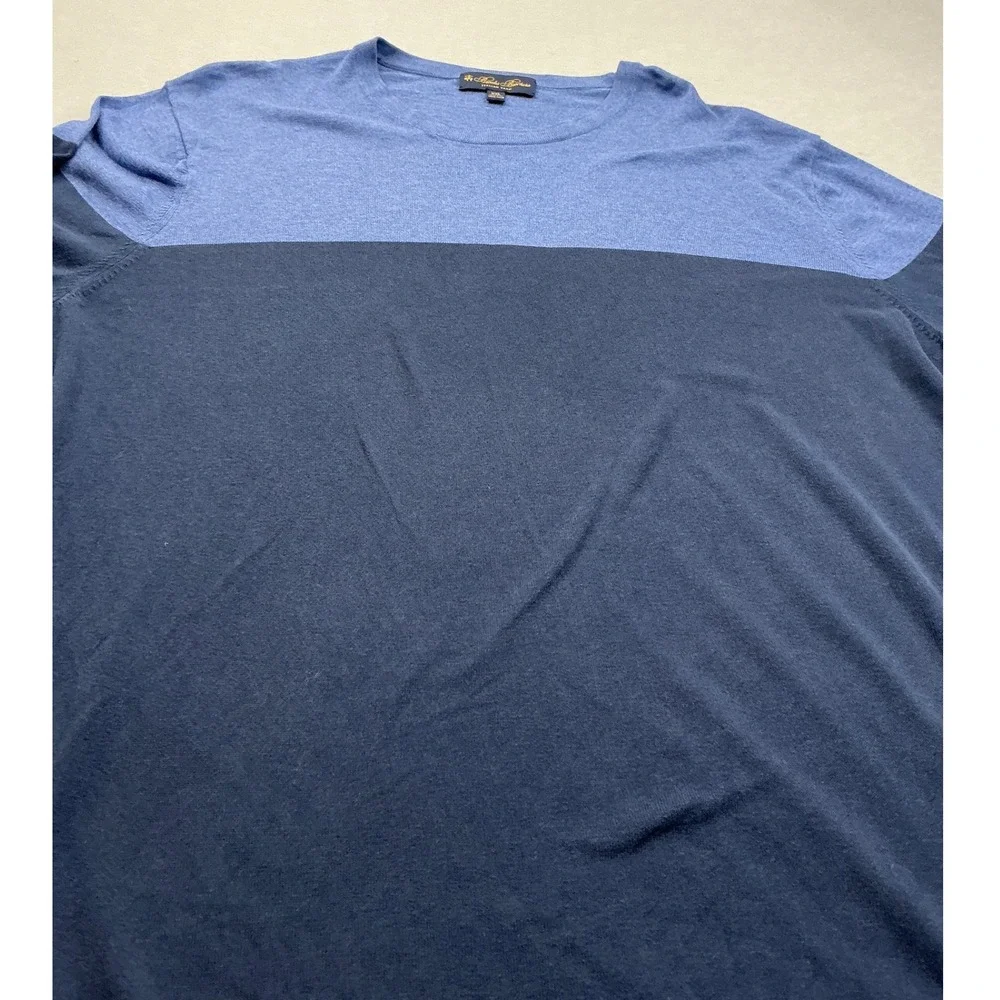Brooks‎ Brothers Sweater Silk Cotton Color Block Blue XXL Italian Yarn Mens